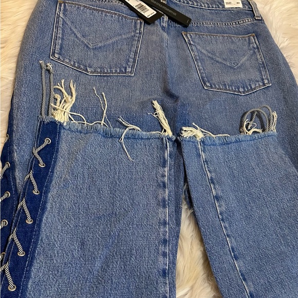 HUDSON Sz28 ZOEEY HI-WAIST CROP STRAIGHT LACE UP JEANS HIGH SPIRITS NWT - Picture 8 of 11